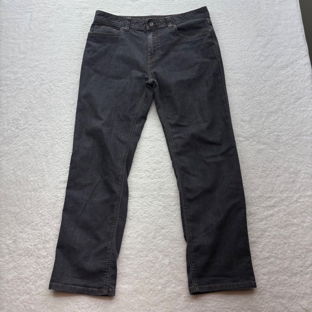 Prana Mens Slim Fit Organic Cotton Blend Jeans 34x30 Dark Gray Black Wash